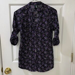 Weavers Black and Purple Floral Blouse